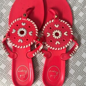 Jack Rogers Vibrant Red Sandals with Cream Detailing